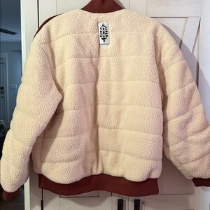Cream and Brown Sherpa Jacket